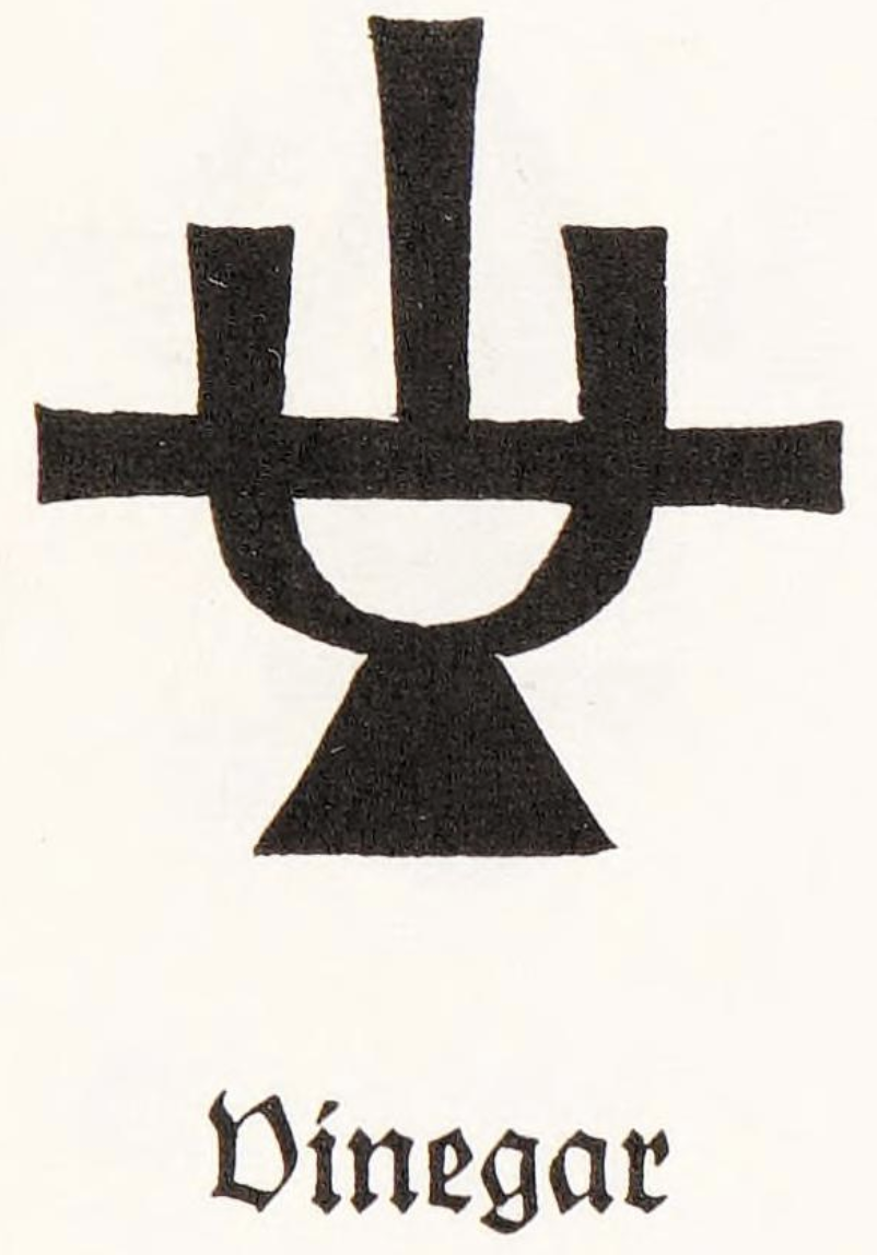 Alchemical symbol for vinegar, as drawn by Rudolf Koch